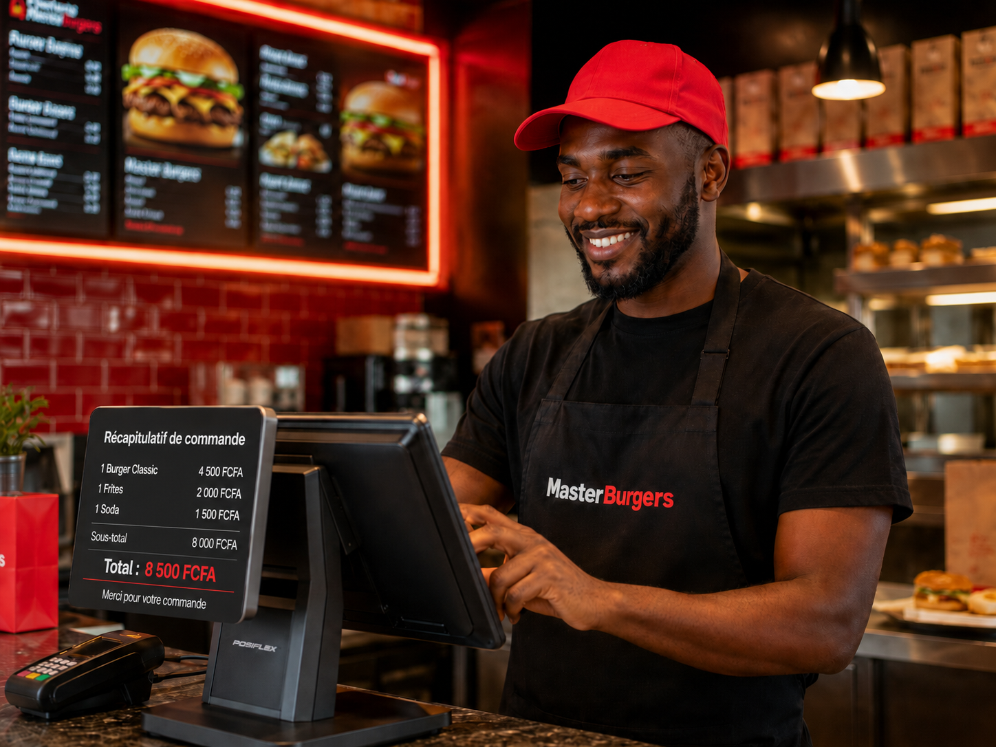 Caisse tactile moderne dans un restaurant